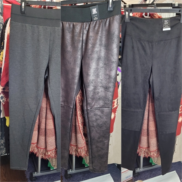 INC International Concepts Pants - LARGE 3PRS Legging bundle INC Silver Metallic INC Faux suede INC Jersey knit